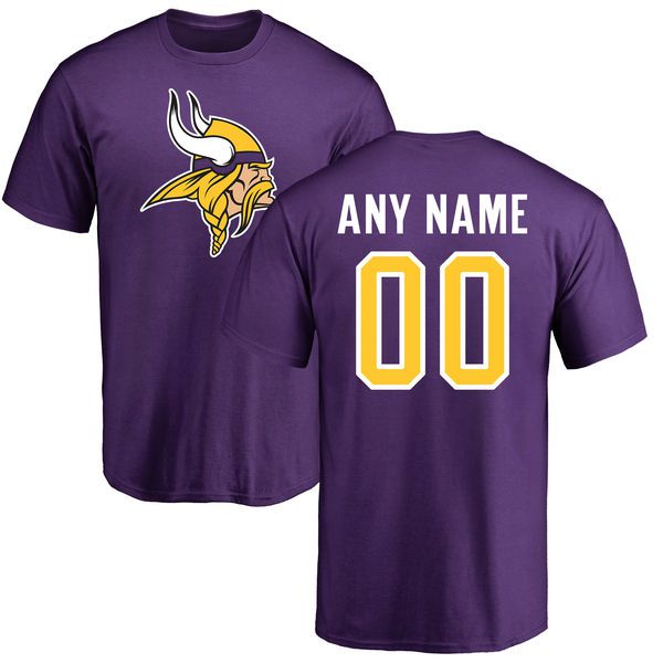 Men Minnesota Vikings NFL Pro Line Purple Any Name and Number Logo Custom T-Shirt->->Sports Accessory